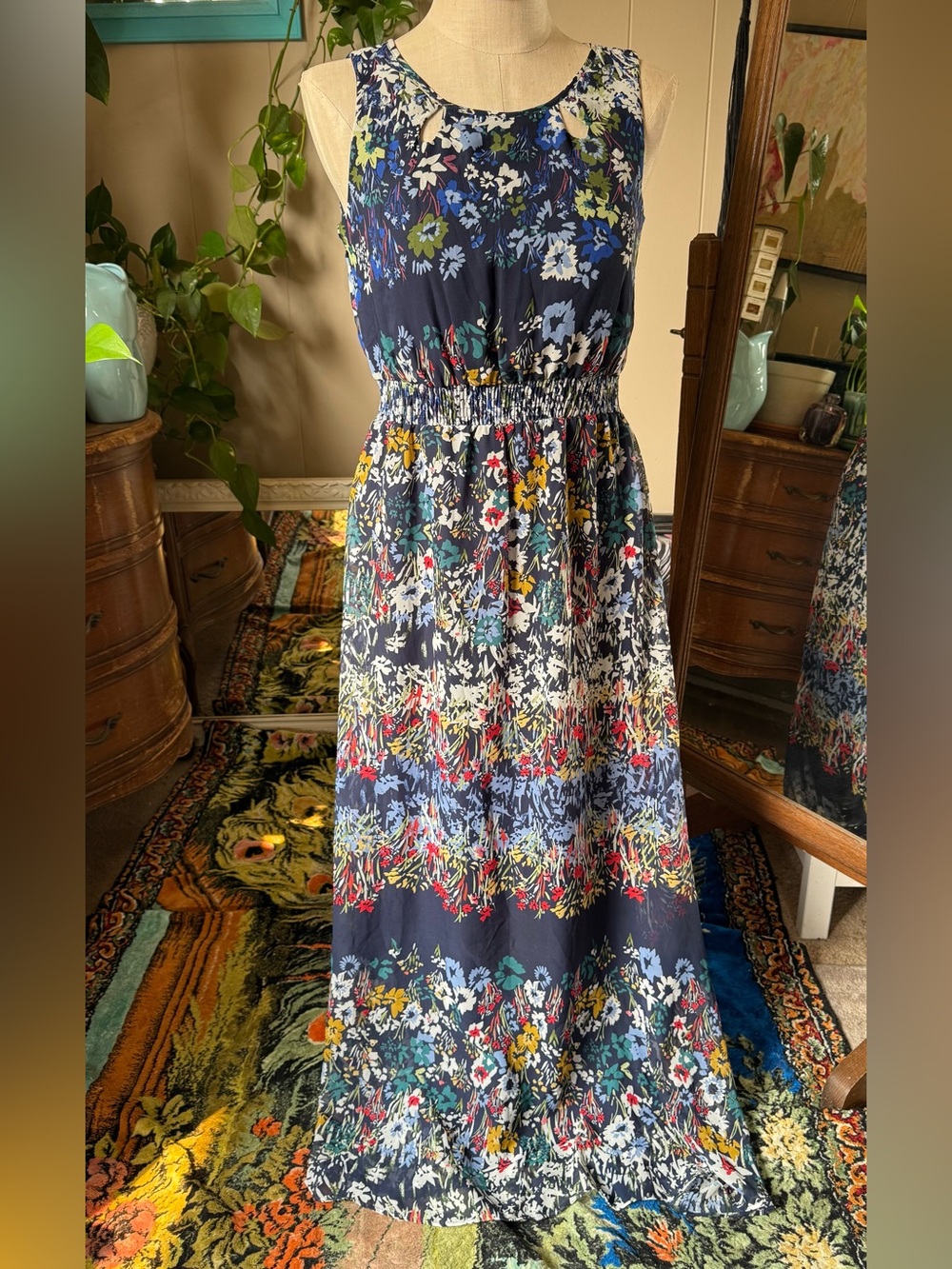 Danny and Nicole Women's 8 Fit & Flare Floral Sleeveless Cocktail Maxi Dress